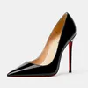 Sukienka buty 2023 Luksusowe kobiety na wysokim obcasie czerwone błyszczące dno marki pompki seksowne 8 cm 10 cm 12 cm spiczasty palec u nóg ślub 35-44