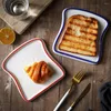 Plates Creative Bread Shaped Ceramic Breakfast Plate Toast Dishes Salad Fruit Snack Cake Tray Household Tableware Dinner