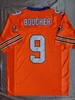 Fotbollströjor 9 Bobby Boucher Football Jersey Men's Adam Sandler Bobby Boucher Movie The Waterboy Mud Dogs With Bourbon Bowl Patch Orange i Stock
