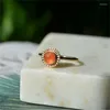 Cluster Rings Böhmen Style Female Red Stone Sun Sweet Romantic Women's Wedding Engagement Party Gift Jewelry Drop