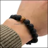 Brins Perlés Pierre De Lave Bracelet Perlé Naturel Délicat Pour Hommes Amant Taille Réglable Bodhi Perles Bijoux Cadeau Drop Delivery Brac Dhd7E