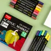 Markers 1224364860 kleuren dubbele kopronde Dot Acryl Paint Pen Journal Pen Kawaii Marker Pen Art Supplies 230210