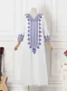 Sukienki swobodne Vonda Bohemian Women Maxi Sukienka Summer V Nakień Kwiatowy nadruk Sundress Casual Lose Long Rleeve Elegancka satynowa szata femme 230210