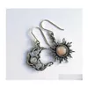 Charm Bohemia Sun And Moon Earrings Sier Color Crystal Drop Women Female Boho Fashion Jewelry Gift Delivery Dh6Ls