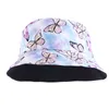 Ny sommarpanama hink hattar fjäril tryck fiskare hatt reversibelt fiske cap casual gata hiphop hink hattar mössor för män
