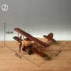 Decorative Objects Figurines Wooden Vintage Airplane Scale Model Ornaments Decor Creative Home Desktop Retro Aircraft Decoration Toy Gift Collection 230210