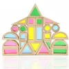 Blöcke aus Holz, Regenbogenfarben, stapelbar, kreativ, bunt, Lern- und Bildungskonstruktion, Lichtdurchlässigkeit, Gebäudespielzeug für Kinder 230209