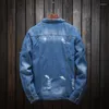 Heren Jackets Jacket Men Blauw jeans jas kleding gat plus size denim lente herfst jonge casual hippie kleren bedroefd