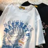 Męskie koszulki T-shirt American Cartoon Baseball Glove z krótkim rękawem dla mężczyzn i kobiet Ins Summer Loose Casual Para Half Tops Ubrania