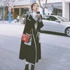 Kadın Yün Karışımları Coat Ladies Kore Versiyonu Sonbahar ve Kış Paltoları Kadınlar İçin Yünlü Bez Kalın Akademik Stil 2023 Gevşek Siyah