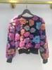 Kvinnors stickor Tees EWQ Spring tredimensionell blommebubbla ärm O Neck Plush Cardigan Kort varm kappa toppar Kvinnor Röda kläder R172 230210