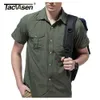 Mäns avslappnade skjortor Tacvasen Men Military Clothing Lightweight Army Shirt snabb torr taktisk skjorta sommaren avtagbar långärmad arbetsjakt skjortor 230210