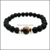 Beaded Strands Beads Men Nce Bracelet Natural Stnoe Lava With Tiger Eye Stone Drop Delivery Jewelry Bracelets Dhvm0