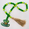 Chandelier Crystal Irish Festival Wood Beads St. 's Day Green Hat Tassel Pendant Party DIY Christmas Decorations