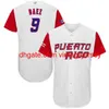 zszyte koszulki baseballowe Nowe baseball college'u nosza mężczyźni Puerto Rico 12 F L 2017 World Baseball Jersey 9 Javier Baez 1 Correa 4 Yadier Molina 15 Carl