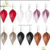 Dangle Chandelier Cutting Leaf Feather Earrings Pu Leather Sequins Looking Various Mti Colors Bohemia Water Drop Fashion Jewelry De Dhdd6