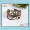 Charm Bracelets For Women Angel Evil Eye Braclet Men Male Vintage Jewelry Leather Bracelet Drop Delivery Dhhdl