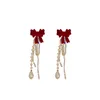 Party Favor 925 aiguille en argent automne et hiver flocage noeud papillon boucles d'oreilles pompon de perles boucles d'oreilles vintage françaises une paire de boucles d'oreilles féminines