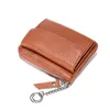 Wallets Japan Style Mini Wallet For Women With Keychain Small Coin Walle Cowhide Zipper Bag Women's Card