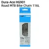 S Bicycle Authentic 105 Deore XTR XTR CN-HG601 HG701 HG901-11 Speed ​​Road MTB Bike Chain 116 مع روابط سريعة 0210