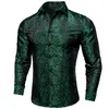 Chemises décontractées pour hommes Chemises habillées en soie noire Paisley à manches longues pour hommes Casual Tuxedo Social Shirt Luxury Designer Men Clothing 230209