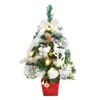 Julekorationer Desktop Mini Artificial Tree Set LED Light 45cm Dekorativ 2023 Snöflock-ed Novel Heminredning Xmas