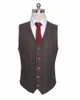 Mäns kostymer Fashion Men's Check Three-Piece Suit Formal Engagement British Dress Privat Anpassning (Coat Vest Pants)