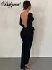 Abiti casual Dulzura Autunno increspato Y2K Vestiti manica lunga Backless O-Collo aderente Abiti longuette per le donne Club Festa di compleanno Elegante 230210