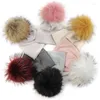 Berets Candy Color Baby Beanies Infant Winter Warm Beanie Hats Soft Cotton Caps Girls Boys 15cm Real Fur Pompom