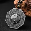 Naszyjniki wiszące czarny obsydian naszyjnik chiński ying yang osiem schematów biżuteria amulet