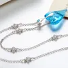 Pendentif Colliers COCOM Romantique En Forme De Coeur Collier Chandail Chaîne Long Cristal Saint Valentin Cadeau Pour Femme Petite Amie