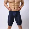 Unterhosen Sexy Herren Beutel Unterwäsche Langes Bein Boxer Kurze Leggings Weiß Schwarz Nude Navy Seidig glatt