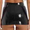 Röcke nasse Look Patentleder Minirock Damen Femme High Taille Slanted Reißverschluss Kurzmusikfestival Rave Party Clubwear