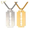 Pendant Necklaces Razor Blade Men Necklace Stainless Steel Man Gold/Silver Fashion JewelryPendant