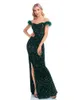 Runway Dresses Lucyinlove Elegant Evening Dresses Green Sequin Sexy Split Party Backless Women Long luxurious Gown Formal Dress Cocktail 230210