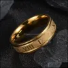 Band Rings 6 Mm 316L Stainless Steel Wedding Ring Gold Black Cool Punk For Men Women Fashion Jewelry Drop Delivery Dhy7F