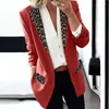 Women's Suits Chic Fashion Women Leopard Notch Lapel Casual Office Suit Coat Lady Blazer Anti-fade Fine Sewing Crafts