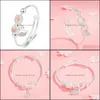 Braccialetto di cristallo Braccialetto di smalto rosa Fiori Braccialetti Braccialetti per gioielli da donna Ragazza Accessori alla moda Regali Oro bianco S Yydhhome Dr Dhhwl