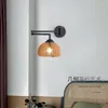 Lampade da parete Modern Crystal Antique Bagno Illuminazione Finiture Apparecchi neri Decorazioni per la casa rustiche Puleggia in legno