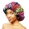 2023 Nuevos accesorios para el cabello Africano estampado de encaje grande de doble capa de satén gorro de dormir gorro de diadema gorro de pelo