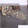 Headpieces Luxury Bridal Crown Sparkle Rhinestone Crystals Roayal Wedding Crowns Crystal Veil Pannband Hårtillbehör Party Tiaras DHR6Q