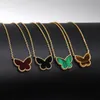 Shell Double Side Pendant Necklaces for Women 18K Gold Sweet Butterfly Luxury Designer Choker Necklace Jewelry no box