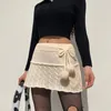 Skirts Winter Knitted Mini Y2k Lace Up Fur Cute Sweet Pencil Twist Skinny Club Sexy Low Waist Short Women Autumn