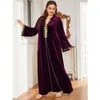 Ethnic Clothing Autumn Winter Velvet Abaya Women Muslim Plus Size Maxi Dress Elegant Dubai Turkey Kaftan Islamic Arabic Robe Eid