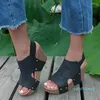 Sandalen vrouwen vis mondplatform hoge hakken wig zomerschoenen plat bodem slip-on helling 0125