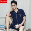 Men's Sleepwear Cotton Men's Pajama Sets Luxury Brands Short Sleeve Pyjama Home Clothes Soft Summer Man Pajamas 2Piece/set