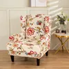 Chair Covers Nordic Flowers Wing Cover Stretch Spandex Armchair For Living Room Office Wingback Sofa