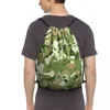 Backpack dobrável de cordas dobráveis ​​para academia de caveira ao ar livre Camouflage Padrão de viagens de viagem Bolsa ecológica