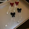 Party Favor 925 aiguille en argent automne et hiver flocage noeud papillon boucles d'oreilles pompon de perles boucles d'oreilles vintage françaises une paire de boucles d'oreilles féminines