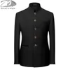 Trajes para hombre Blazers 6 colores Color sólido cuello alto estilo chino Slim Fit Blazer masculino ZhongShan chaqueta túnica 230209